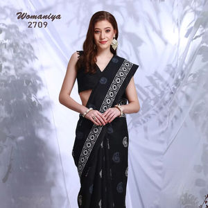 Womaniya Classic Black Bhagalpuri Silk Saree Tonos atrevidos y tejido de telar manual intrincado para bodas y festivales - Product Image 1
