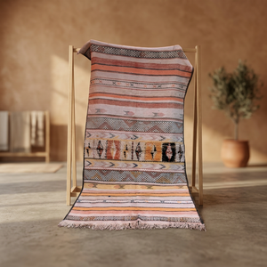 Tapis marocain Kilim de qualité supérieure en laine berbère, tissé à la main, à poils ras, motif géométrique, pour salon, vente en gros - Product Image 3