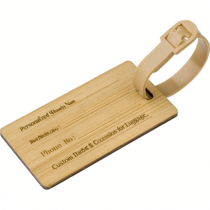 Porta Nome Personalizzato in Bambù Shawn, Badge e Accessori Personalizzati per Bagagli - Product Image 3