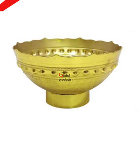 Cuenco para servir de acero inoxidable y metal con acabado dorado de aspecto clásico con aspecto de flores para restaurante y bar de hotel - Product Image 5