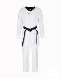 Taekwondo Uniforms Black <b>Neck</b> in Polyester Spandex Fabric Stretch Breathable <b>Light</b> Weight Unisex Adult Slim Fit Training - Product Image 2