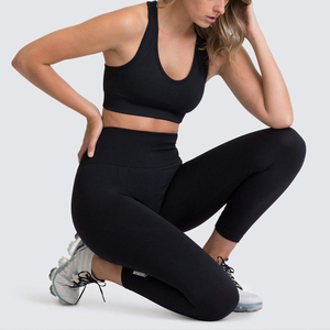Ensemble de yoga écologique de haute qualité motif solide 1 pièce avec fermeture à la taille élastique vêtements de fitness en gros - Product Image 2