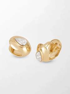 Pendientes Huggie con Diamantes Curvos de Corte Pera Cultivados en Laboratorio, 0.75 Ct, Color EF, Claridad VVS VS, Oro Amarillo de 18K, Elegantes para Uso Diario - Product Image 2