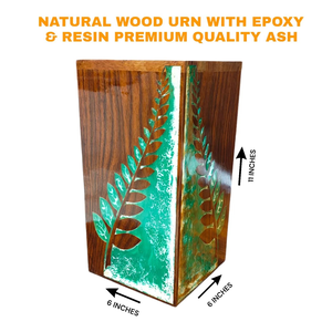 Handmade Rosewood Cremation Urn Epoxy Resin Leaf Design <b>Memorial</b> <b>Keepsake</b> For Pet And Humans - Product Image 2