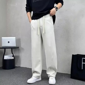 Pantalon sarouel rayé quatre saisons pour homme Pantalon crayon respirant en coton et lin Fermeture à boucle à disque Bloomers décontractés élastiques mi - Product Image 6