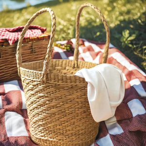 Venta al por mayor Tienphong verano hecho a mano tejido Kauna agua Jacinto marketing cesta regalo perfecto para mujeres niñas mamá - Product Image 5