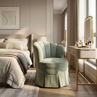 Fauteuil d'appoint moderne à dossier coquille et jupe, pivotant, en polyester rembourré, avec base rotative à 360 degrés
