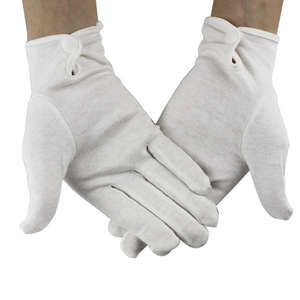 ถุงมือผ้าฝ้ายเนื้อหนา 100% สีขาว ปักโลโก้แฟชั่นแบบนุ่ม ระบายอากาศได้ดี สำหรับผู้ชาย - Product Image 1