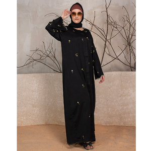 Wholesale Customized OEM ODM Black 100% Polyester Abaya <b>Islamic</b> <b>Clothing</b> Modest Muslim Dress Adults Tik Tok Fabric Embroidery - Product Image 1