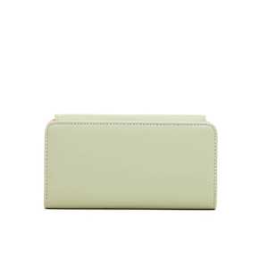 <b>Green</b> P70758 Ladies Casual Anti-Theft <b>Wallet</b> Long Short Length Options Zipper Closure RFID Feature Vintage Leather Canvas Logo - Product Image 1