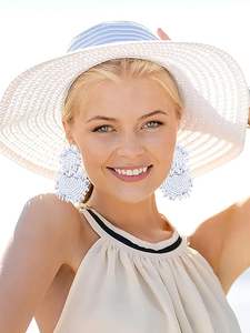 Nuevos pendientes de gota con cuentas bohemias para mujer, Pendientes colgantes de cuentas llamativas, Pendientes colgantes de playa redondos ligeros hechos a mano - Product Image 2