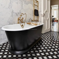 Mosaïque de marbre noir et blanc à découpe au jet d'eau, design unique et irrégulier, pour mur de cuisine et salle de bain