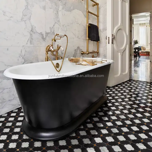 Mosaico de Mármol Blanco <span class=keywords><strong>y</strong></span> Negro con Diseño Único e Irregular, Corte por Chorro de Agua, <span class=keywords><strong>para</strong></span> Paredes de Cocina <span class=keywords><strong>y</strong></span> Baños - Product Image 6