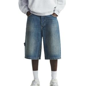 Custom Summer Streetwear Vintage Denim <b>Shorts</b> Wholesale Knee Length Casual Denim <b>Shorts</b> for <b>Men</b> - Product Image 1