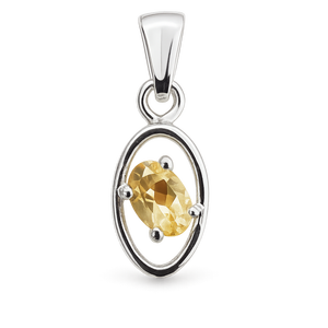 Collier en pierre précieuse jaune citrine, pendentif ovale en argent sterling 925, plaqué rhodium, minimaliste, bijoux Rhaya, pierre de naissance de novembre - Product Image 3