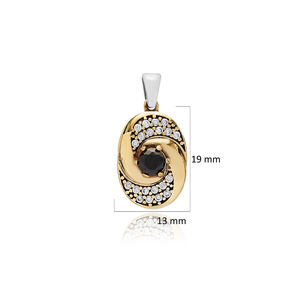 Ottoman Design Authentique Forme Ovale Noir CZ Pierre Pendentif En Argent En Gros Turc À La Main Grandbazaar Bijoux - Product Image 2