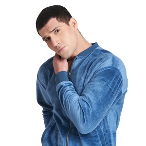 2024 Arrival Trendy <b>Men</b> Blue Micro <b>Velvet</b> <b>Jacket</b> & Trouser Set <b>for</b> Sale <b>Men</b> Customized Winter Tracksuits in Low MOQ - Product Image 5