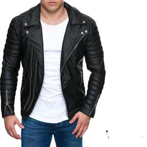 Fabricante de fábrica Mejor Precio Chaqueta de cuero genuino para los hombres transpirable Hombres a prueba de viento Chaqueta de cuero OEM Abrigo personalizado - Product Image 2