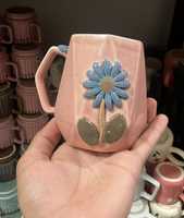 Mug en céramique artisanal à motif de fleurs de cerisier, couleur personnalisable, design mignon, durable, grande capacité, résistant à la chaleur, anti-fuite