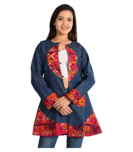 แจ็กเก็ตผ้าฝ้ายแคนธาแฮนด์เมดสไตล์อินเดียสำหรับผู้หญิงเสื้อโค้ทสั้นปักลายดอกไม้สำหรับฤดูหนาว - Product Image 3