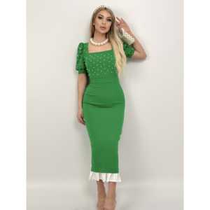 Vestido Ajustado con Detalles de Perlas 3005, Cintura Natural, Tela Jersey - Product Image 6