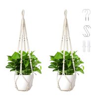 Panier suspendu en coton léger et réglable avec perles en bois pour pots de 4 à 15 pouces, décoration intérieure/extérieure bohème