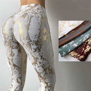 Leggings de yoga et de sport taille haute épaisse, longueur genou, pour femme, noir métallisé, sexy, argenté, doré – Meilleures ventes - Product Image 3