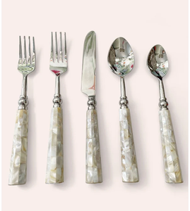 ชุดช้อนส้อมสแตนเลสขัดเงาดีไซน์ทันสมัย พร้อมด้ามจับมุก ชุด 5 ชิ้น สำหรับจัดโต๊ะอาหารงานเลี้ยง - Product Image 5