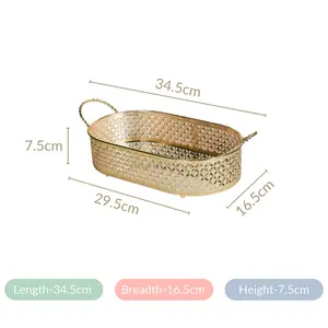 Plateau de service ovale en métal de haute qualité avec motifs en relief vintage et bordure décorative pour les fêtes à bas prix - Product Image 6