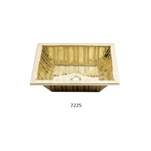 Rectangulaire forme attrayante fabriqué à la main lisse en laiton fini salle de bain bassin évier décor à la maison haute qualité en laiton salle de bain bassin - Product Image 1