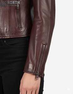 Veste en cuir mode pour femmes veste de porte extérieure en cuir véritable imperméable pour l'hiver dans toutes les tailles veste en cuir personnalisée dames - Product Image 6