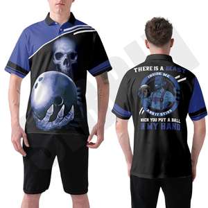 T-shirt boule de bowling imprimé personnalisé de qualité supérieure Polo Jersey-Unisexe à manches courtes col col personnalisé vêtements d'équipe de sport - Product Image 1