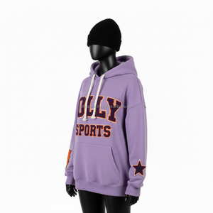 Qualité supérieure 320 GSM sweat à capuche pour femme tissu polaire doux couleur lilas Chenille brodé Logo personnalisé basiques pour femmes sweats à capuche - Product Image 4