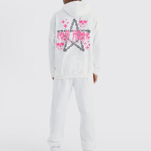 Qualité supérieure blanc hommes survêtements Streetwear 100% coton survêtement Logo personnalisé course en plein air Jogging ensemble 2025 - Product Image 3