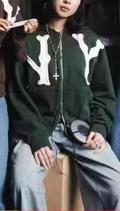 Sudadera con Capucha Y2k para Hombre, Sudadera con Cremallera y Estampado Gráfico, Chaqueta Y2k, Sudadera con Capucha Bordada con Letras, Ropa Urbana Hip Hop, Sudaderas Estéticas - Product Image 6