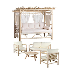 Conjunto de sofá de exterior de patio de diseño moderno, Gazebo de madera de teca de rama natural, muebles de jardín, producto de exportación del fabricante de Indonesia - Product Image 5