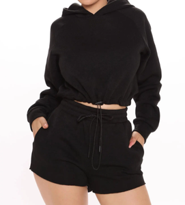 Ensemble 2 pièces avec logo personnalisé pour femme Ensemble short deux pièces à manches courtes pour femme Vêtements de détente décontractés 100% coton Ensembles femme femme - Product Image 5