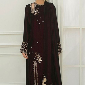NEW--STYLISH robe longue KURTA avec pantalon orné de belles perles de verre de cristal, DABKA, travail pour fête/mariage @ 2022 - Product Image 1