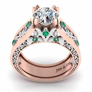 Anillo de Compromiso de Filigrana de Plata de Ley 925 Chapado en Oro Rosa con Diamante Redondo Personalizado para Mujer al Mejor Precio - Product Image 4