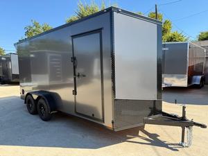 7x16 V-Nose Enclosed <b>Cargo</b> <b>Trailer</b> Black Aluminum Side Door Dual Axle - Product Image 2