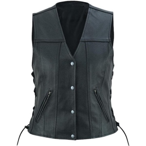 Gilet en cuir souple pour femme, conçu pour une sensation luxueuse, offrant un look lisse et poli, avec un port confortable et durable. - Product Image 1