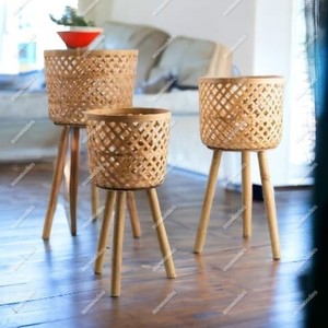 Design unique tissé décoratif en gros jonc de mer panier fleur meubles de jardin Pots de fleurs pour balcon décor à la maison - Product Image 4