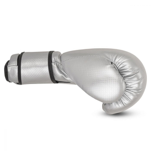 <b>Silver</b> PU Full Finger Pull-On Adjustable Wrist Strap Unisex Training <b>Gloves</b> for Adults Boxing Equipment - Product Image 6