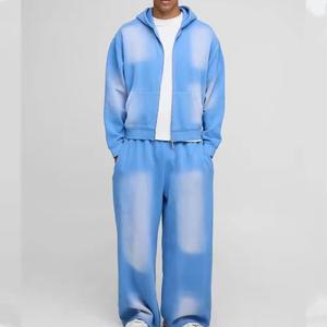 Survêtement à capuche en coton 100% lourd personnalisé de la rue principale avec impression sérigraphique effet délavé à l'acide et fermeture éclair métallique - Product Image 5