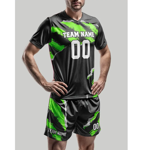 Maillots de football américains pour adultes en gros, service de découpe automatisée, maillot de football vert et noir - Product Image 1