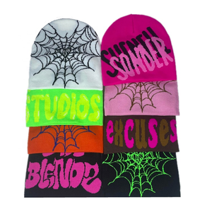 Bonnet d'hiver en tricot jacquard brodé 3D avec logo personnalisé Y2K Bold Graphic Streetwear Tissu acrylique Casquette de mode unisexe OEM ODM - Product Image 2