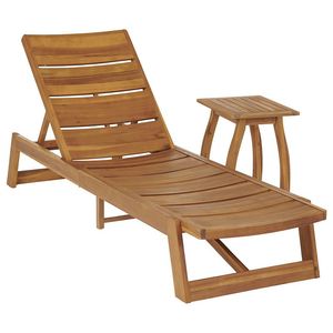 Chaise longue en bois moderne style patio avec table basse ensemble de mobilier d'extérieur côté piscine pour hôtel villa cottage vente en gros - Product Image 1