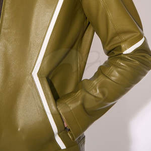 Chaqueta de invierno para hombre de diseño personalizado Color sólido Piel de vaca Cuello levantado Ropa de calle - Product Image 5