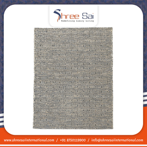 Tapis indien antidérapant moderne tissé à la main de taille et de couleur personnalisées à la main en laine naturelle et coton à vendre - Product Image 2