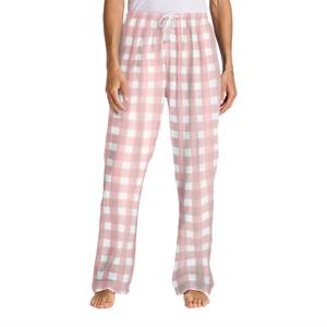 Pantalon de pyjama en flanelle rose clair pour femmes-Bas de nuit chaud avec taille élastique, idéal pour se prélasser rt - Product Image 2